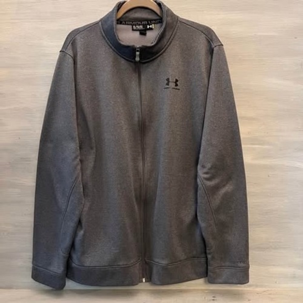 Under Armour Men's Gray Full Zip Tricot Knit Sport's Jacket Size XL Like New